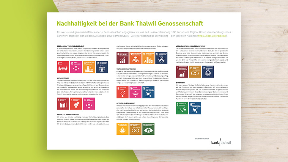 Nachhaltigkeit bei der Bank Thalwil