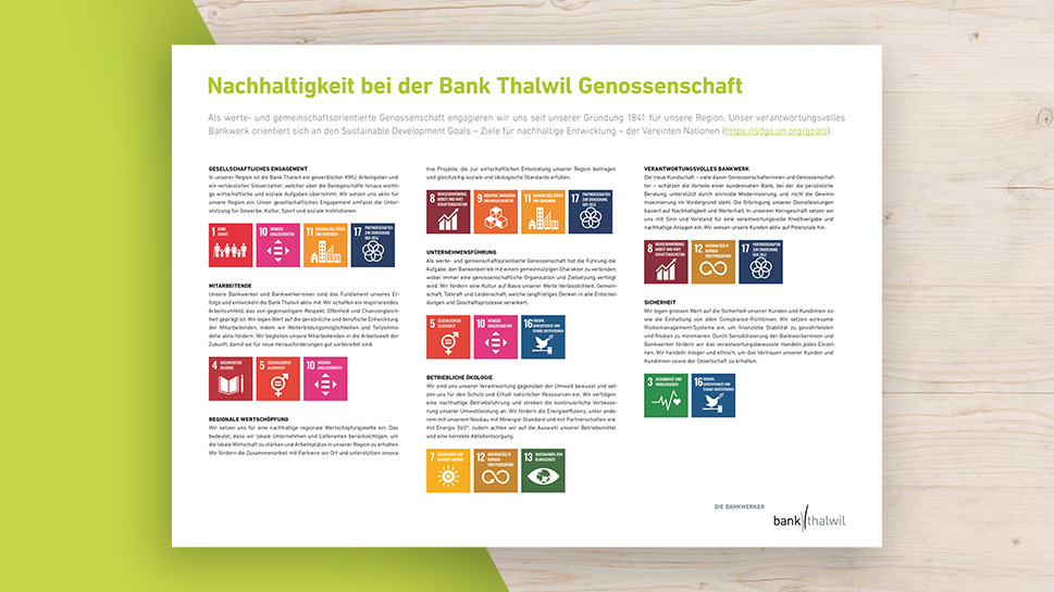 Nachhaltigkeit bei der Bank Thalwil